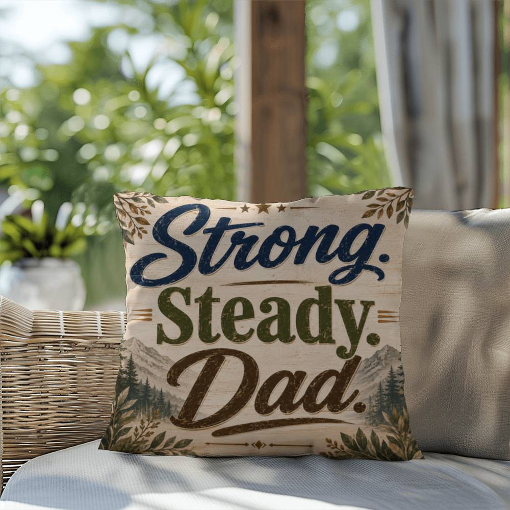 Shop our premium strong steady dad throw pillow from MySisterIsASurvivor.