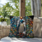 Penguin stained glass throw pillow, Arctic wildlife decor, indoor outdoor accent pillow