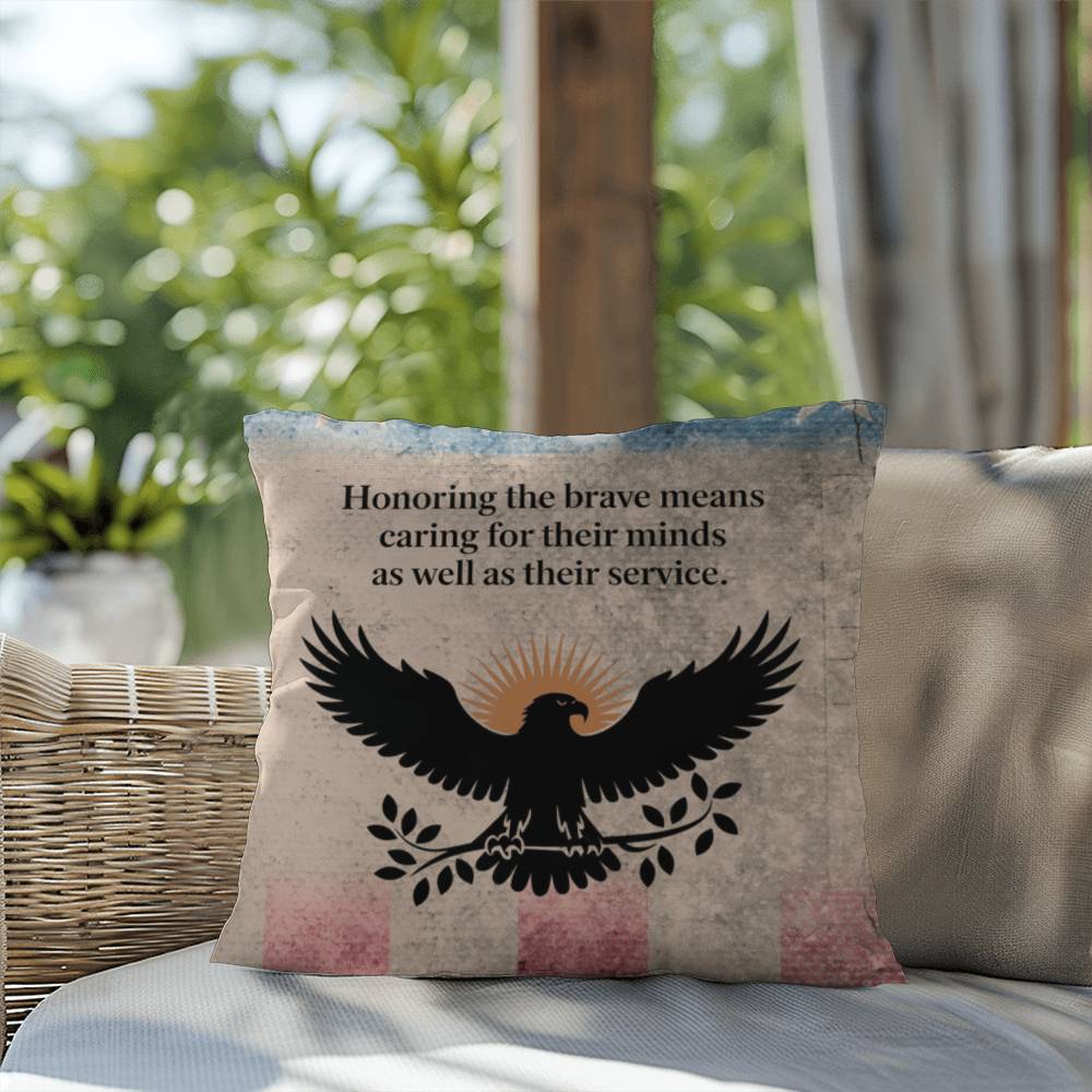 Honoring The Brave Indoor/Outdoor Pillow: Resilient Comfort - Mental Health & Memorial Tribute