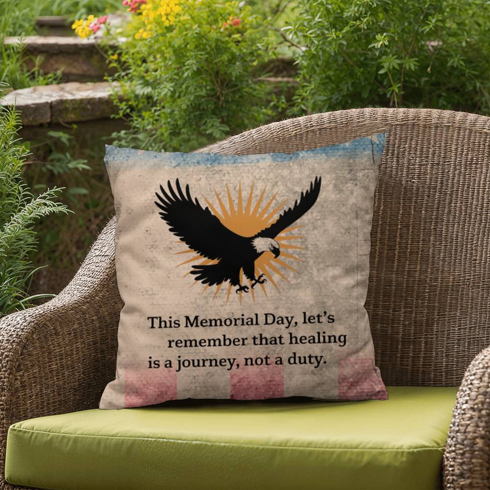 This Memorial Day, Let's Remember Indoor/Outdoor Pillow: Resilient Comfort - Mental Health & Memorial Tribute