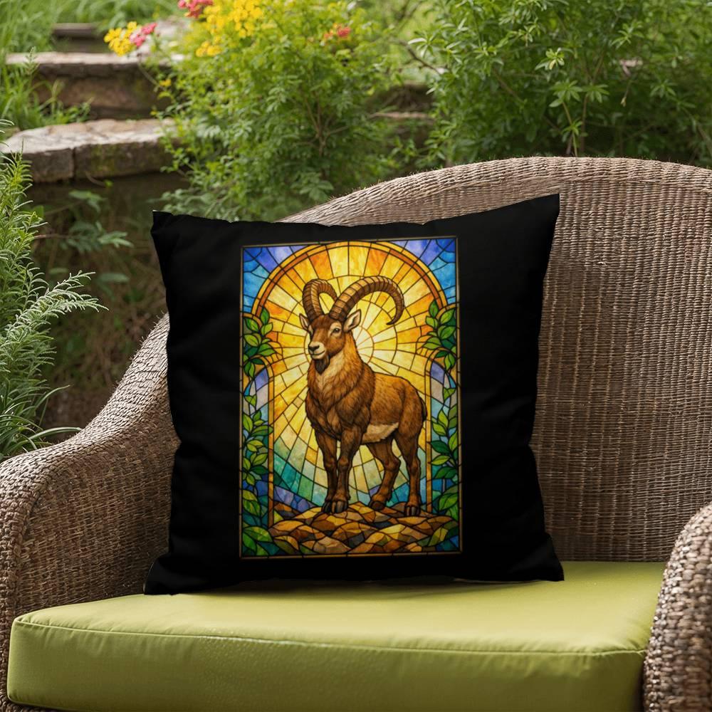 Shop our premium ibex stained glass style throw pillow from MySisterIsASurvivor.