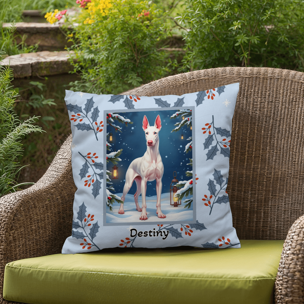 Doberman White Pillow - Winter Doberman throw pillow, cozy home accent, guardian dog seasonal decor