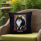 Pomeranian (Black and White) Indoor/Outdoor Pillow - Personalized Stained Glass Dog Tribute & Comfort Gift