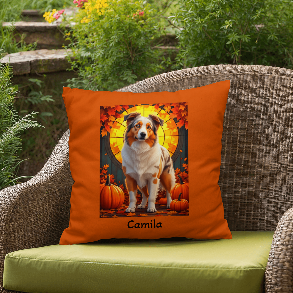 Australian Shepherd Red Merle Coat Pillow, Personalized Indoor Outdoor Dog Cushion, Aussie Gift