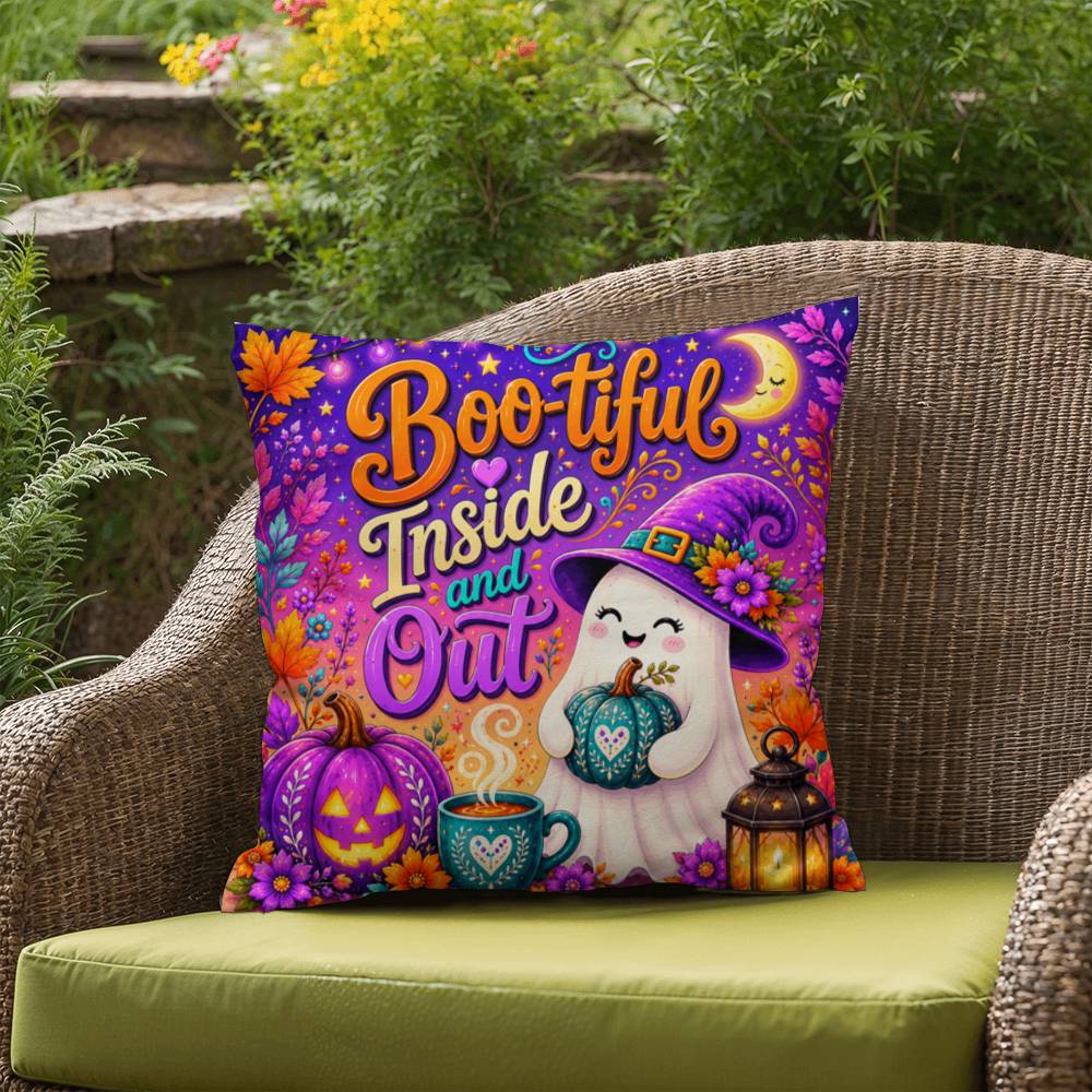 Boo-tiful Inside And Out message with witchy Halloween artwork and positive self worth theme