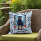 Rottweiler Blue Pillow - Guardian Rottweiler pillow, winter dog throw, indoor/outdoor home accent