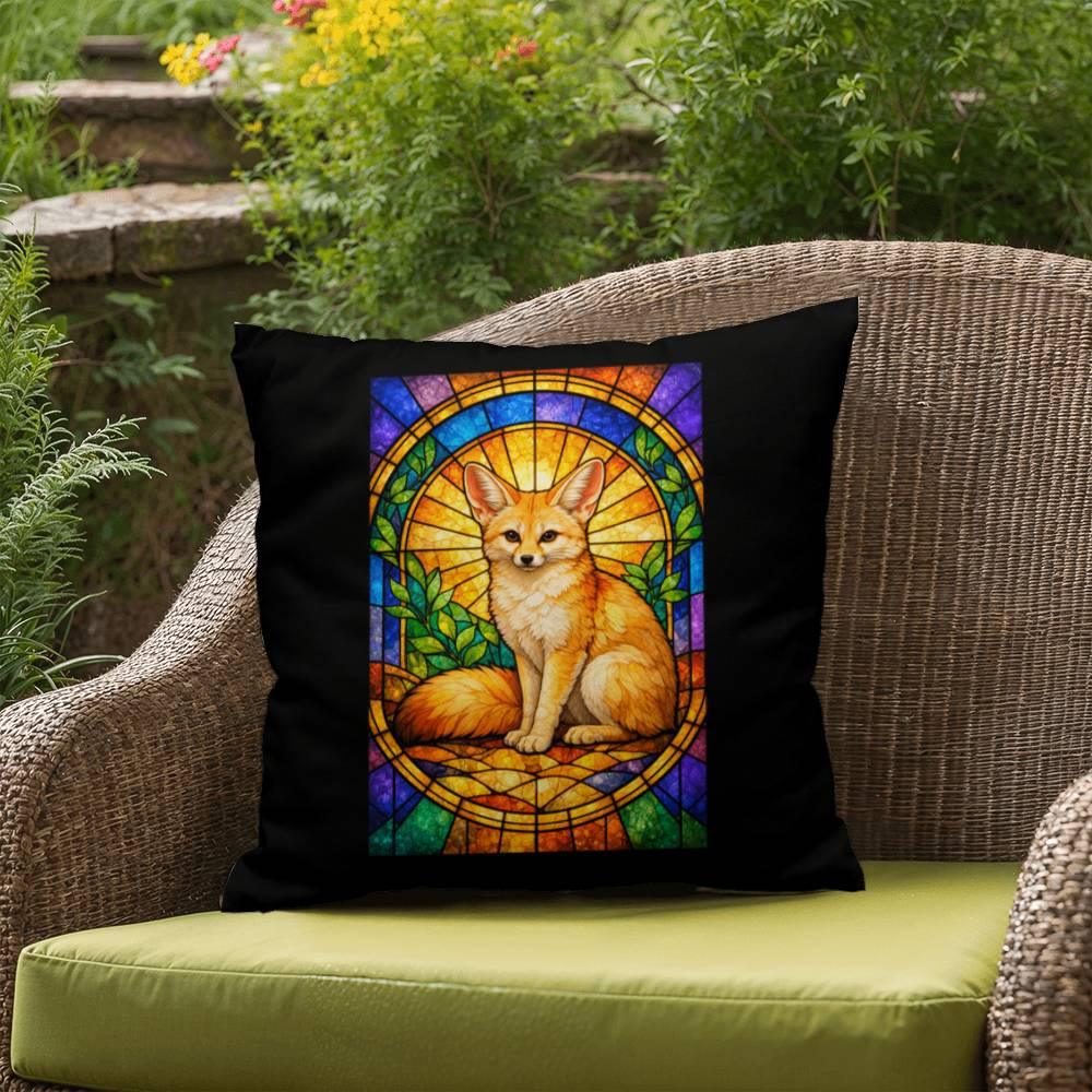 Shop our premium fennec fox stained glass style throw pillow from MySisterIsASurvivor.