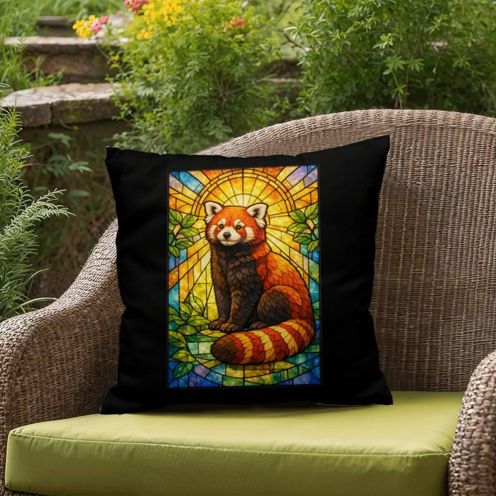 Shop our premium red panda stained glass style throw pillow from MySisterIsASurvivor.