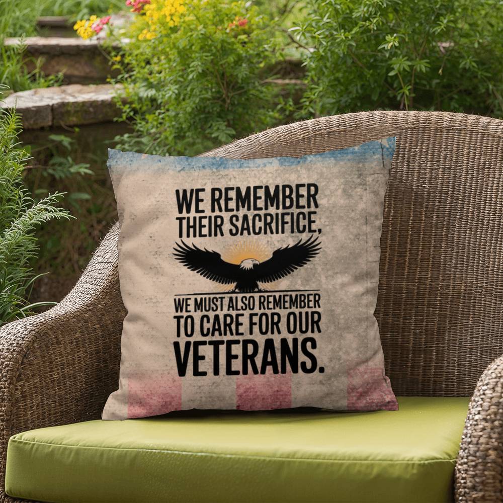 We Remember Their Sacrifice Indoor/Outdoor Pillow: Resilient Comfort - Mental Health & Memorial Tribute