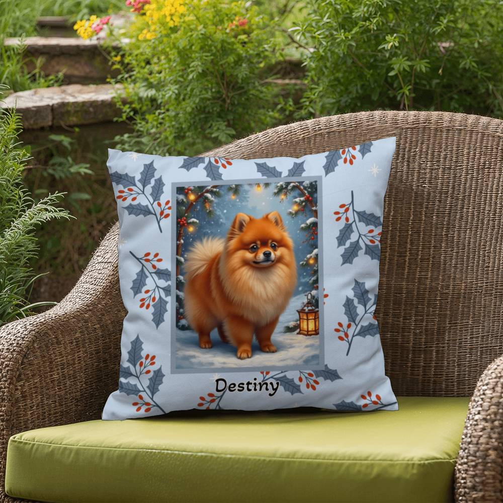 Pomeranian Orange Pillow - Festive Pom throw pillow, holiday dog pillow, cozy home accent