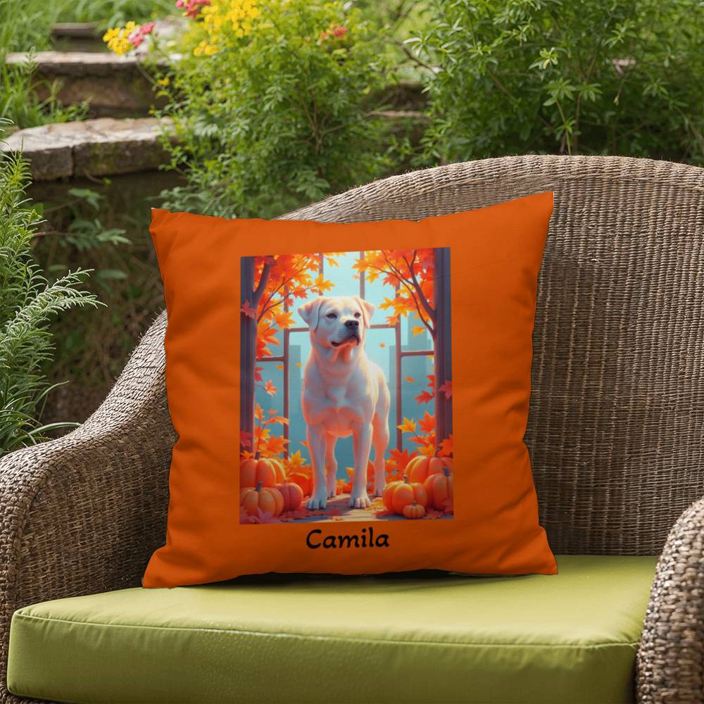 White Rottweiler pillow, personalized indoor outdoor dog cushion, water-resistant Rottie decor - MySisterIsASurvivor
