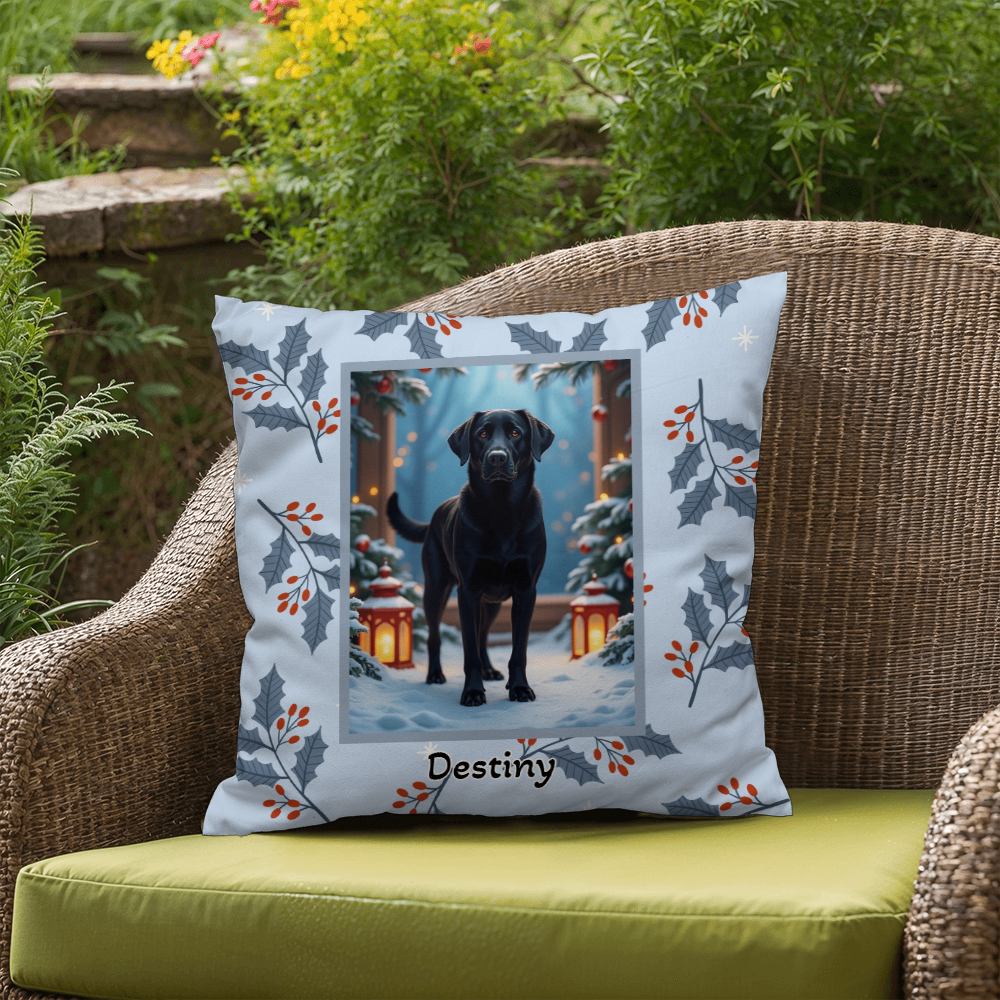 Labrador Retriever Black Pillow - Classic Lab throw pillow, cozy winter dog decor, personalized home accent