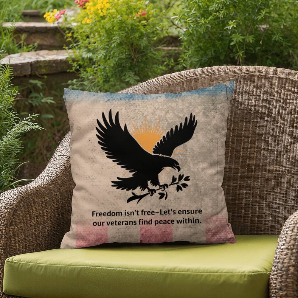 Freedom Isn't Free Indoor/Outdoor Pillow: Resilient Comfort - Mental Health & Memorial Tribute