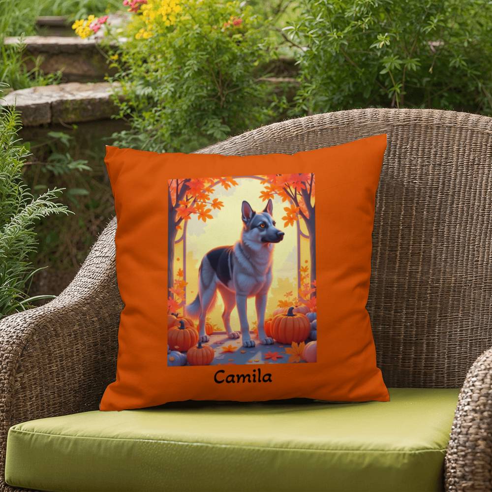 German Shepherd Black & Silver Coat Pillow, Custom Indoor Outdoor Dog Cushion for Dog Lovers