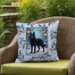 Husky Black Pillow - Winter Husky pillow, indoor dog throw, cozy seasonal home accent