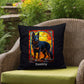 German Shepherd (Black and Red) Indoor/Outdoor Pillow - Personalized Stained Glass Dog Tribute & Comfort Gift