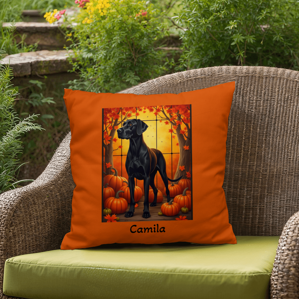 Great Dane (Black) Throw Pillow - Personalized Indoor/Outdoor Dog Cushion, Home Decor Gift