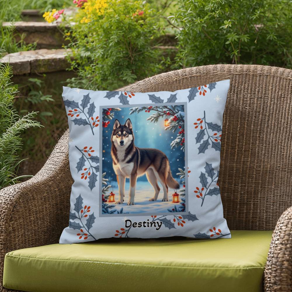 Husky Agouti & White Pillow - Arctic Husky throw pillow, cozy winter dog decor, personalized accent