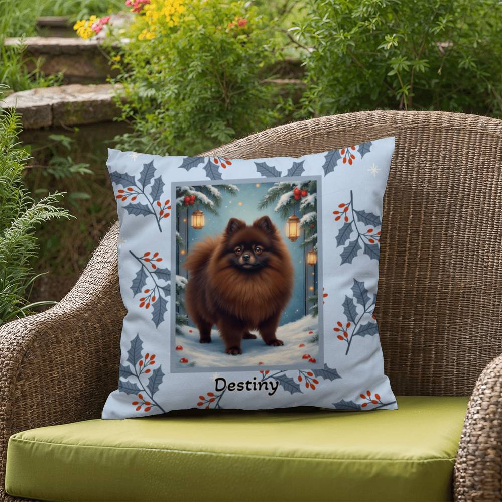 Pomeranian Chocolate Pillow - Cozy Pom throw pillow, winter indoor dog decor, personalized accent