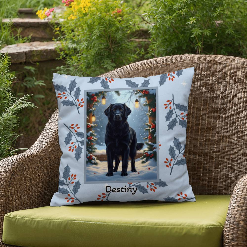 Golden Retriever Black Pillow - Holiday Golden Retriever pillow, indoor winter dog throw, cozy accent