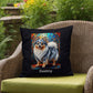 Pomeranian (Blue Merle) Indoor/Outdoor Pillow - Personalized Stained Glass Dog Tribute & Comfort Gift