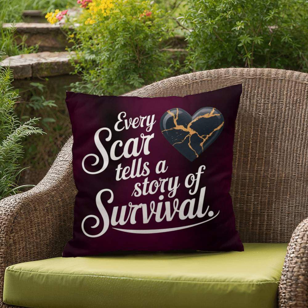 Every Scar Tells A Story Of Survival: Indoor/Outdoor Pillow Self-Care for Relaxation, Mindfulness & Emotional Wellness