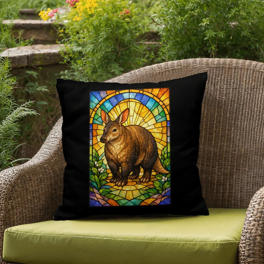 Shop our premium aardvark stained glass style throw pillow from MySisterIsASurvivor.