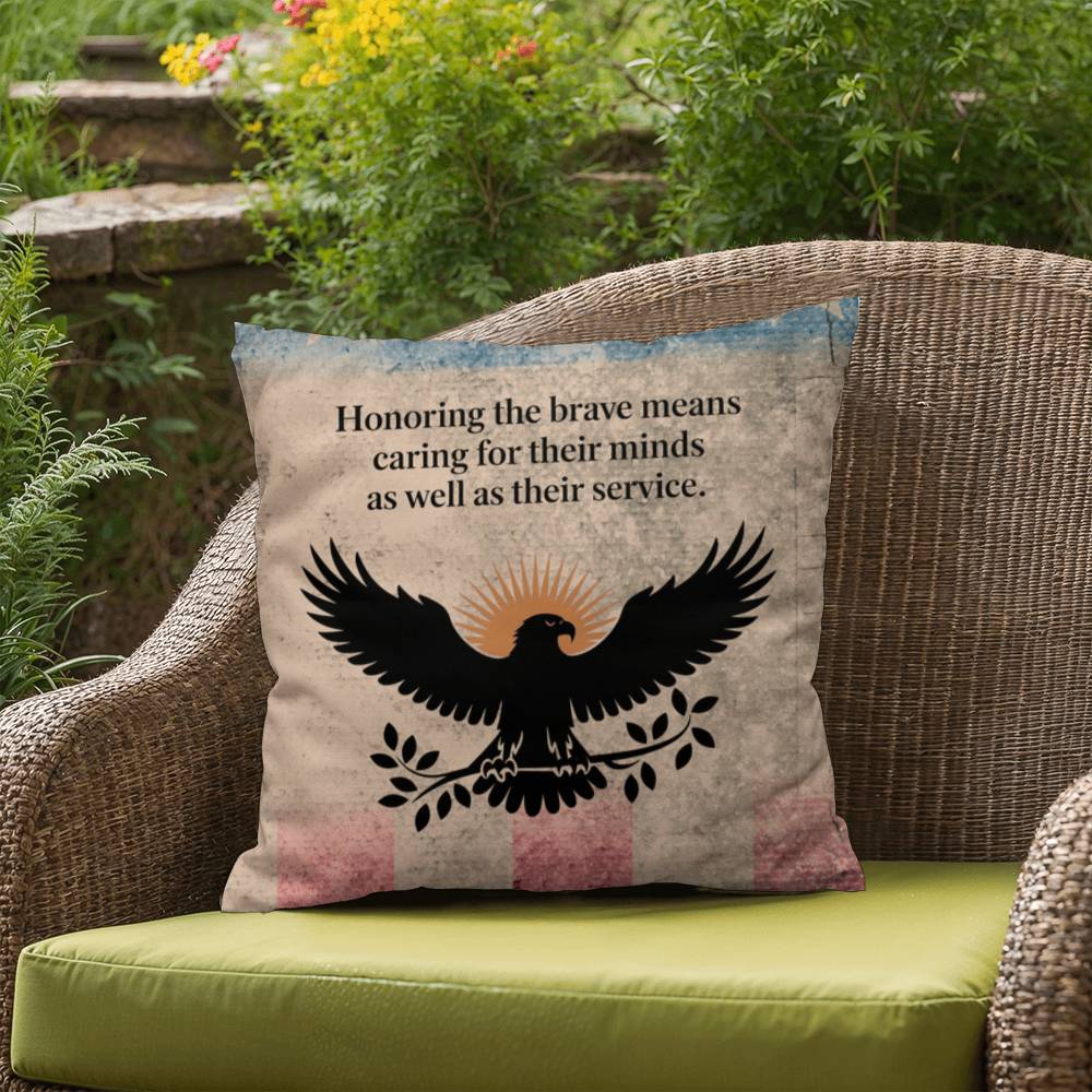 Honoring The Brave Indoor/Outdoor Pillow: Resilient Comfort - Mental Health & Memorial Tribute