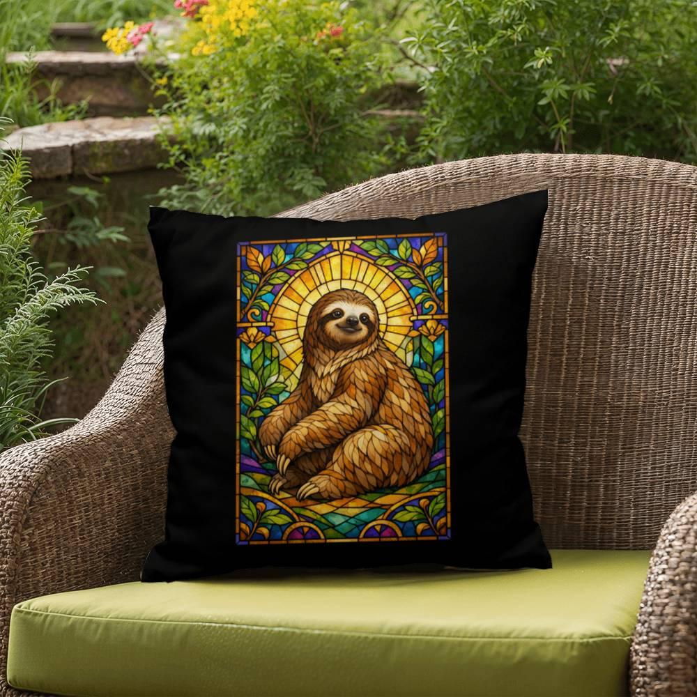 Shop our premium sloth stained glass style throw pillow from MySisterIsASurvivor.