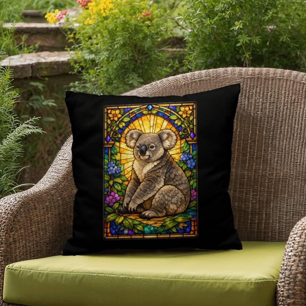 Shop our premium koala stained glass style throw pillow from MySisterIsASurvivor.