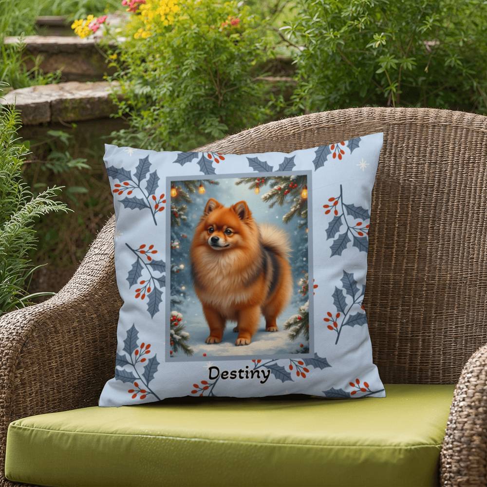 Pomeranian Orange Sable Pillow - Winter Pom throw pillow, seasonal dog decor, cozy indoor accent