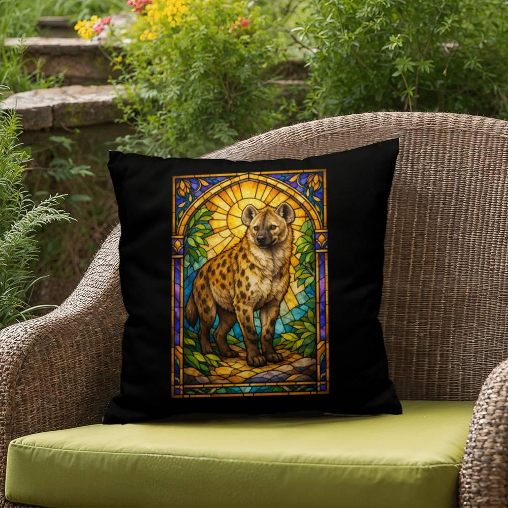 Shop our premium hyena stained glass style throw pillow from MySisterIsASurvivor.
