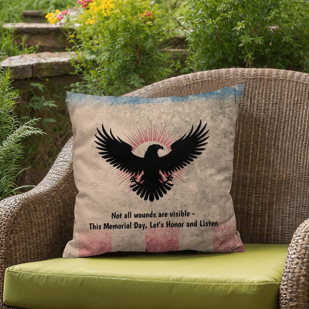 Not All Wounds Are Vis Indoor/Outdoor Pillowible: Resilient Comfort - Mental Health & Memorial Tribute