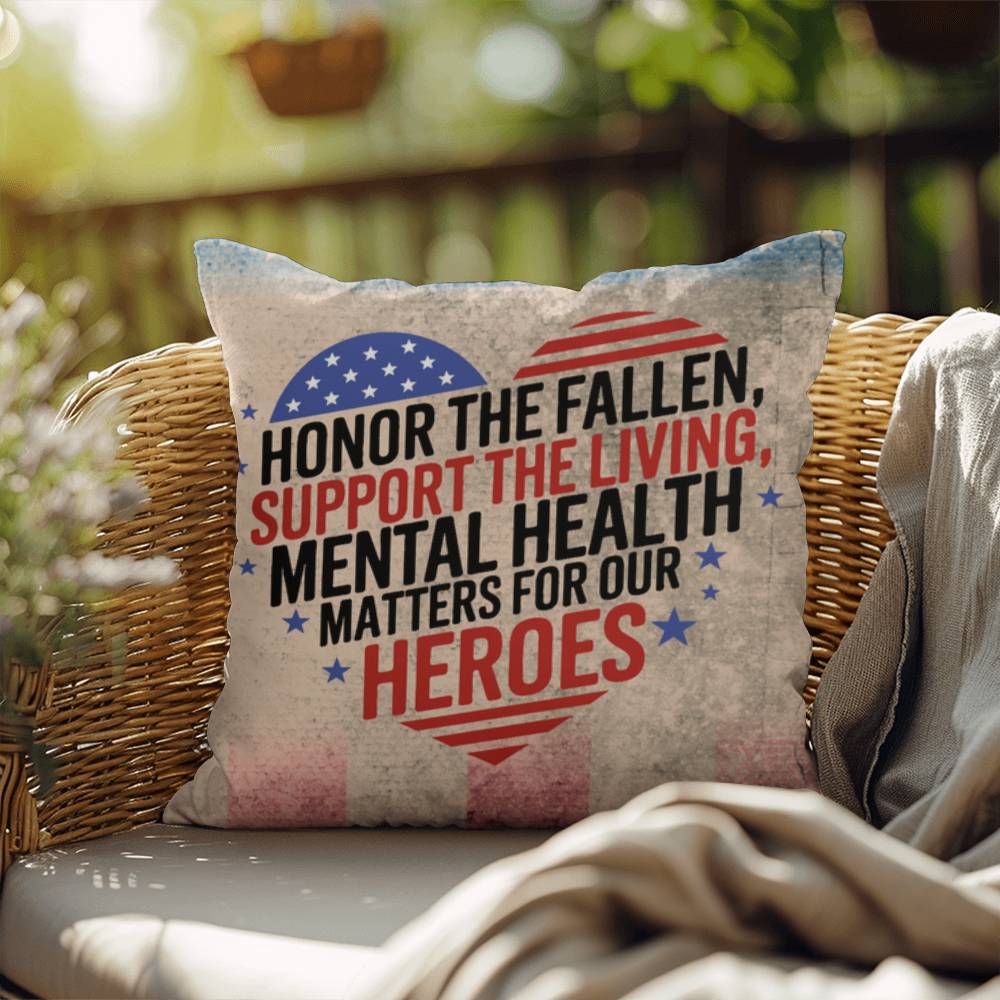 Honor the Fallen personalized indoor outdoor pillow for veteran remembrance, Memorial Day tribute, and PTSD awareness