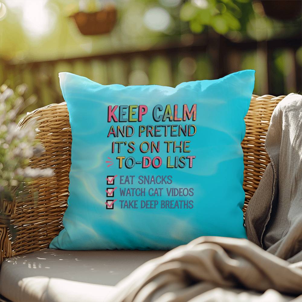 "Keep Calm And Pretend It's On The To-Do List" funny mental health mug, ceramic cup with affirmations for anxiety relief.