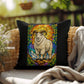 Shop our mountain goat stained glass style throw pillow featuring the 18" x 18" style option from MySisterIsASurvivor.