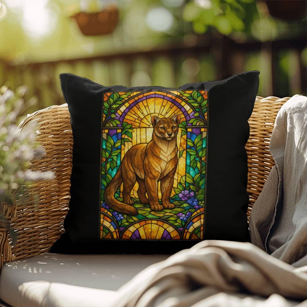Shop our fossa stained glass style throw pillow featuring the 18" x 18" style option from MySisterIsASurvivor.