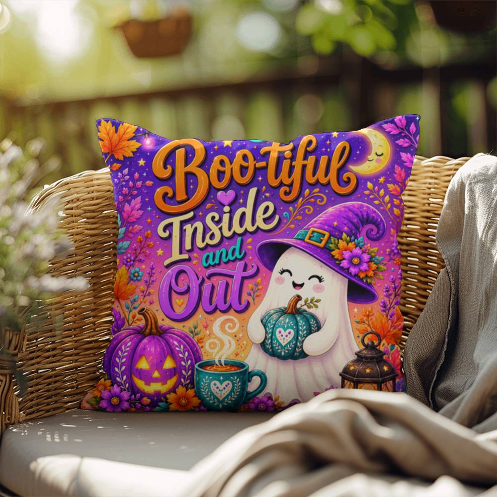 Boo-tiful Inside And Out message with witchy Halloween artwork and positive self worth theme