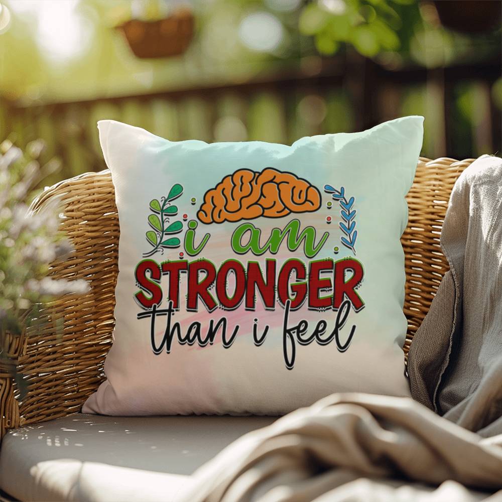 I Am Stronger Than I Feel: Indoor/Outdoor Pillow for Wellness, Style & Stress Relief