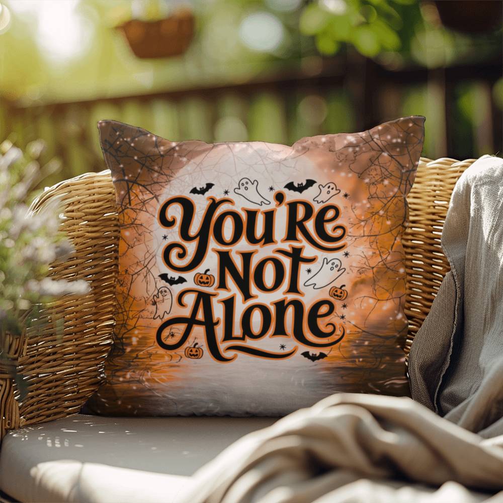 Indoor/outdoor mental health pillow with “You’re Not Alone” to promote comfort and support