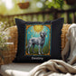Silver Labrador Retriever Pillow, personalized stained glass gift for indoor/outdoor décor