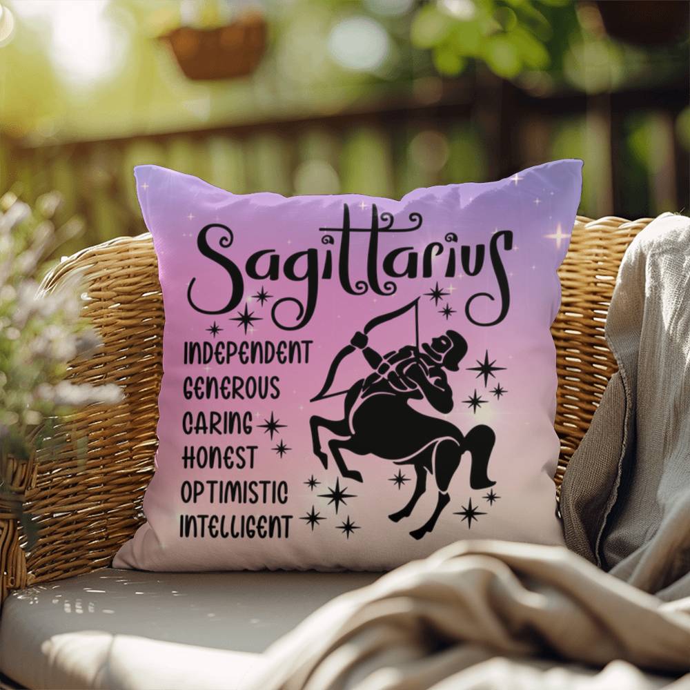 Sagittarius Indoor/Outdoor Pillow – Zodiac Astrology Decor, Boho Accent for Home & Patio
