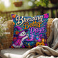 Brewing Better Days Halloween Throw Pillow - Witch Ghost Cauldron Healing Gift