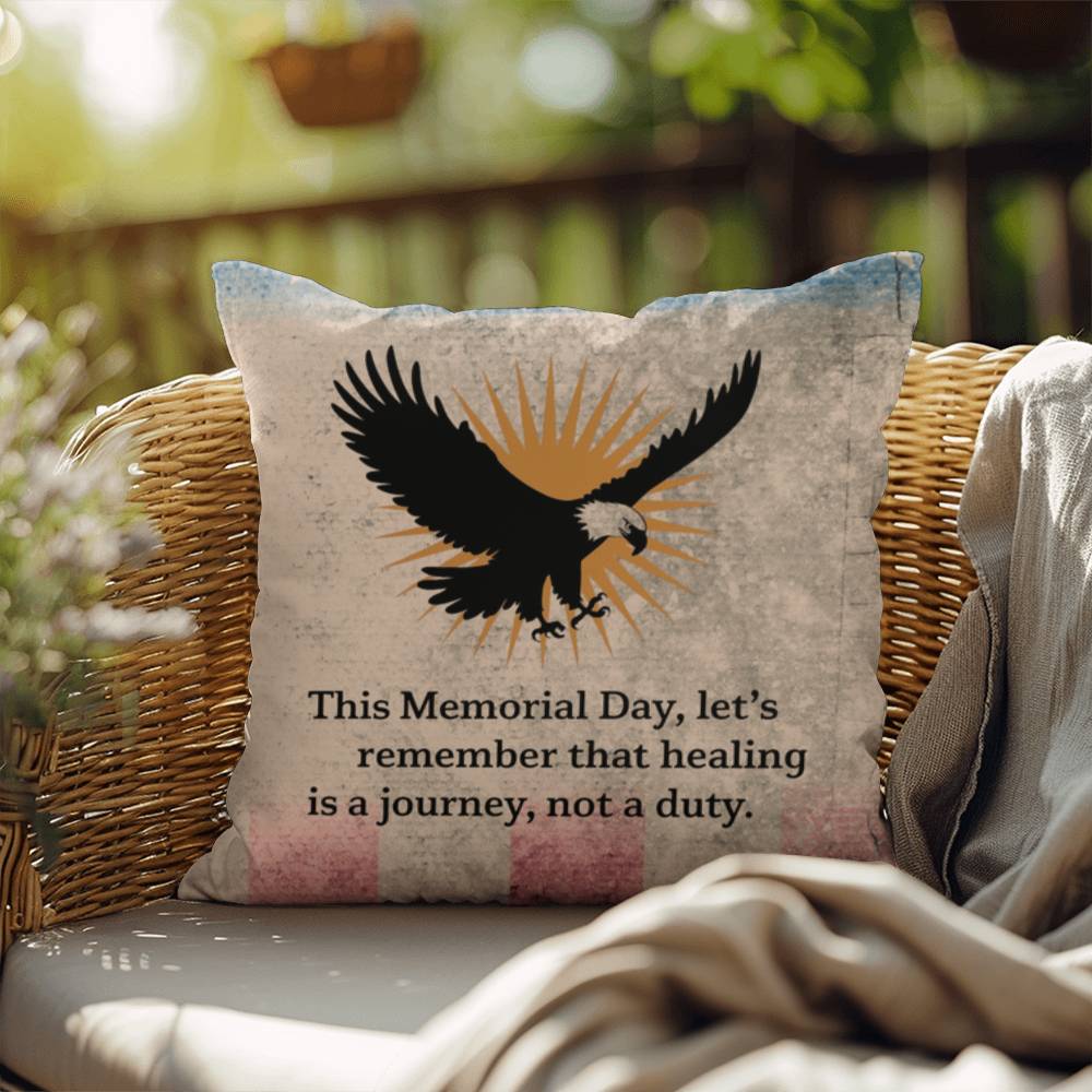 This Memorial Day, Let's Remember Indoor/Outdoor Pillow: Resilient Comfort - Mental Health & Memorial Tribute