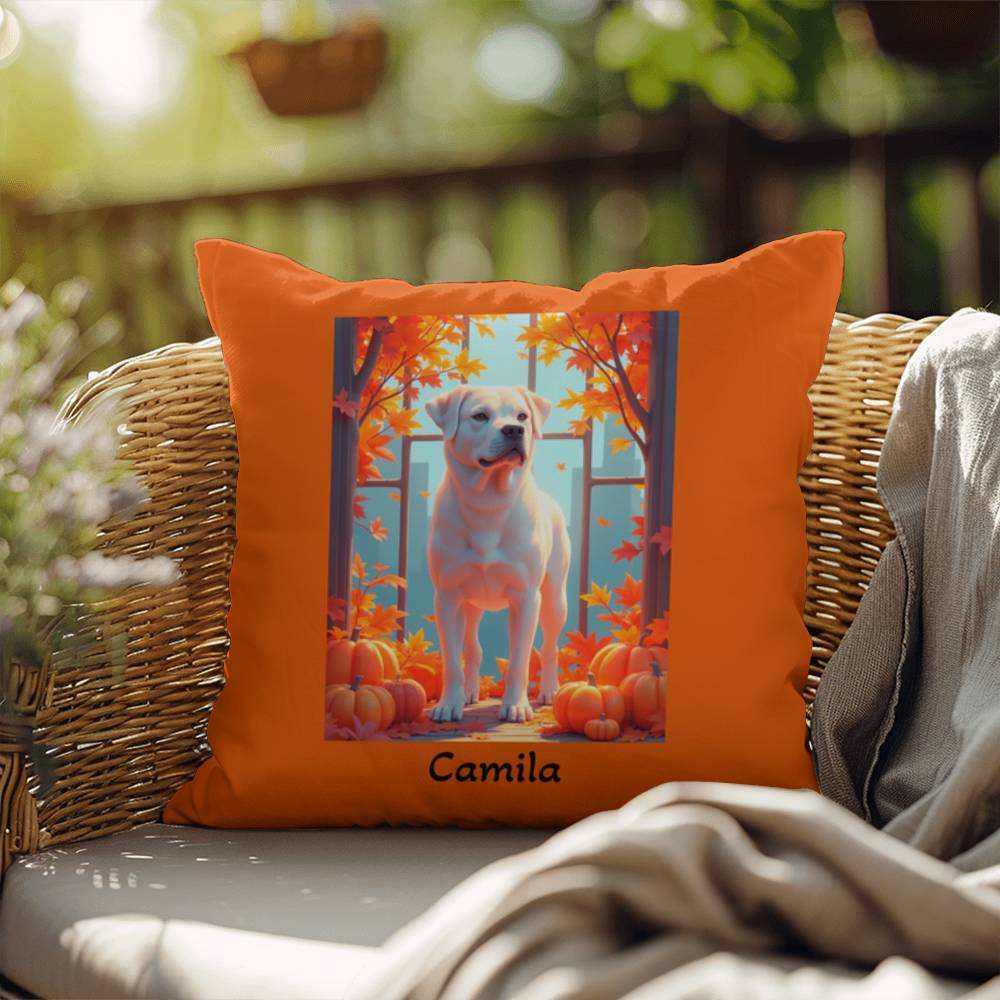White Rottweiler pillow, personalized indoor outdoor dog cushion, water-resistant Rottie decor - MySisterIsASurvivor