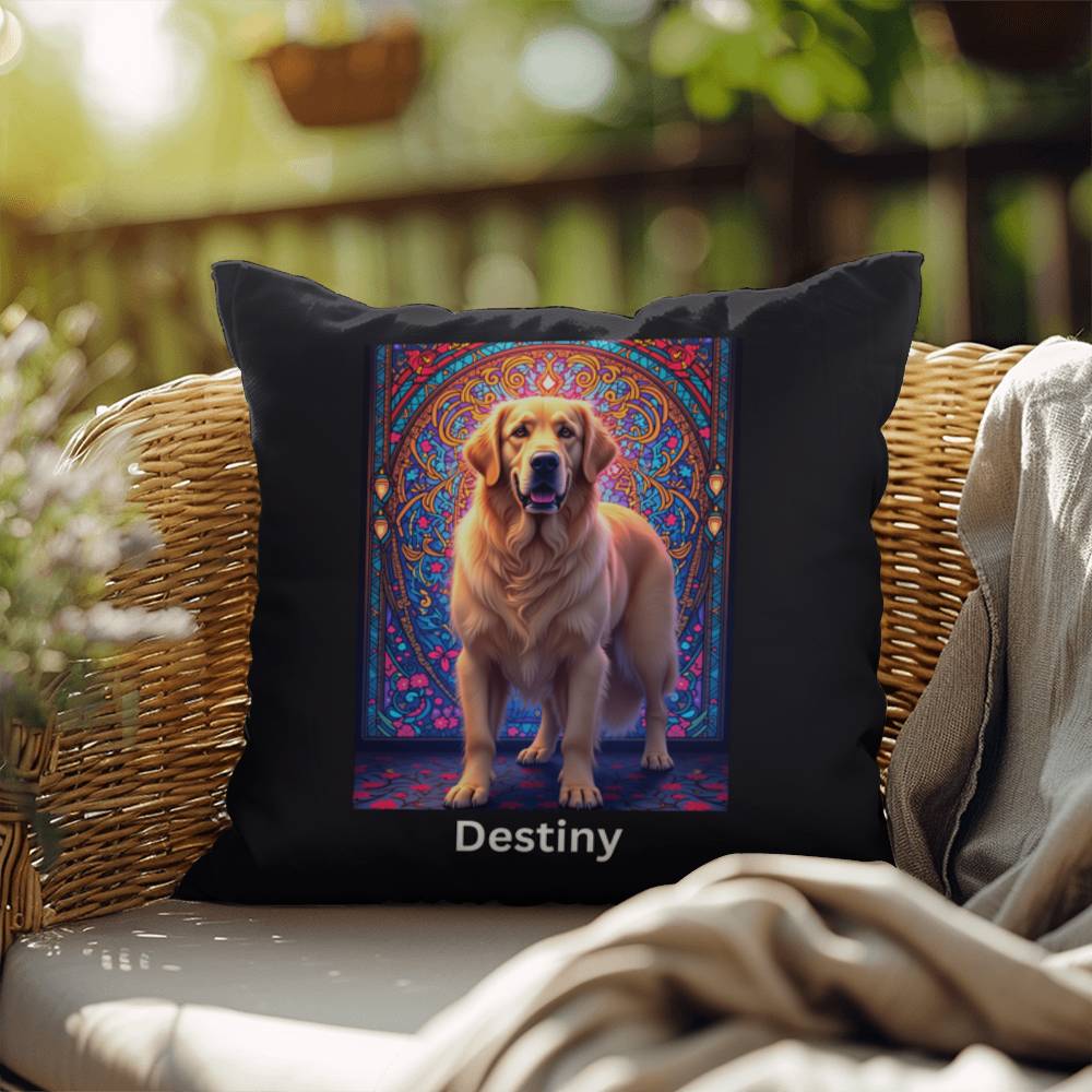 Light Cream Golden Retriever indoor/outdoor pillow, custom dog lover throw pillow for home