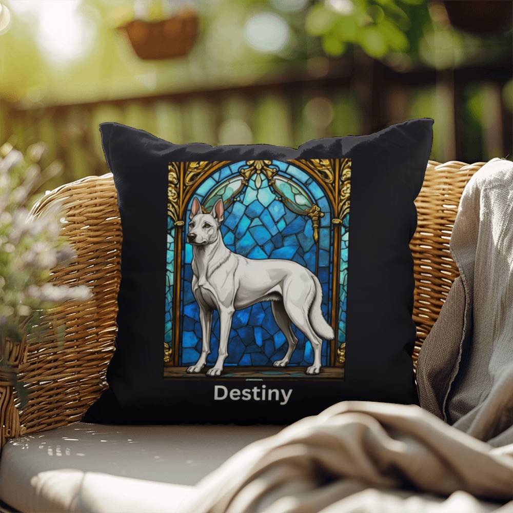 Belgian Malinois (White) Indoor/Outdoor Pillow - Personalized Stained Glass Dog Tribute & Comfort Gift