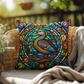 Duck stained glass throw pillow, indoor outdoor farm animal decor, home accent pillow
