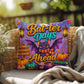 Bat-ter Days Ahead quote with cheerful bat artwork on a colorful Halloween throw pillow with uplifting fall vibes