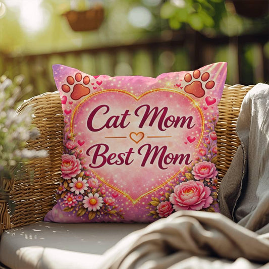Shop our cat mom best mom throw pillow featuring the 18" x 18" style option from MySisterIsASurvivor.